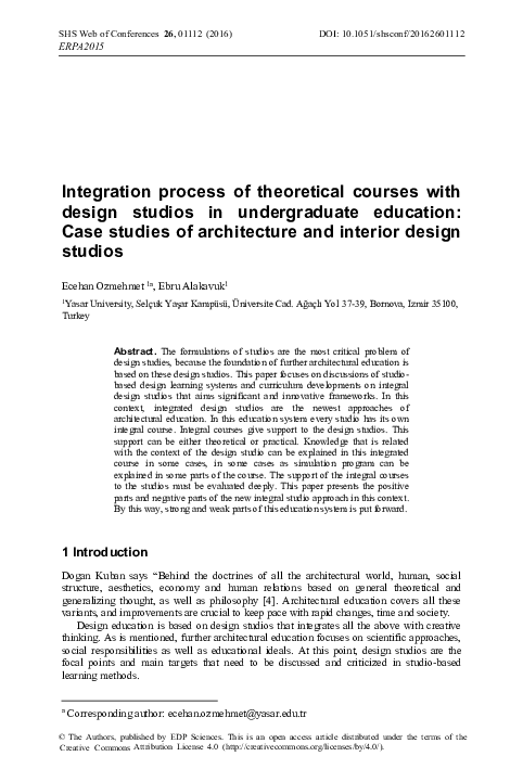 (PDF) Integration process of theoretical courses with design studios in ...
