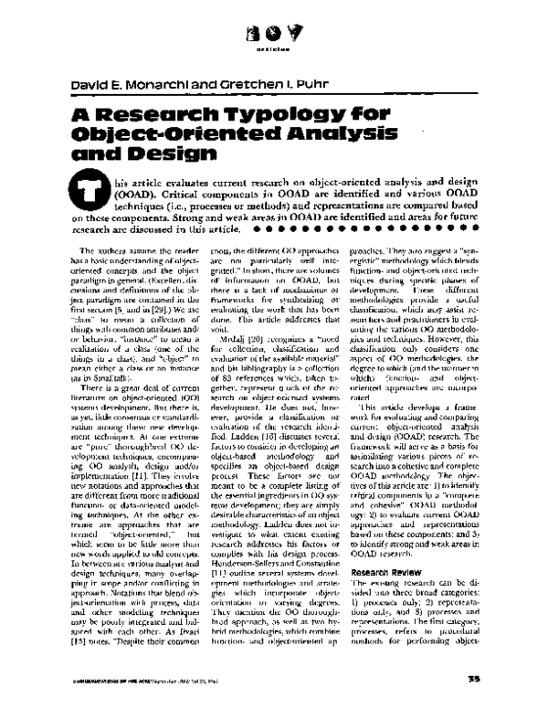 (PDF) A research typology for object-oriented analysis and design
