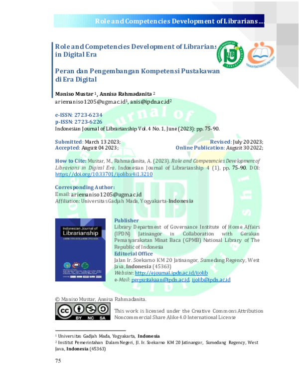 (PDF) Role and Competencies Development of Librarians in Digital Era