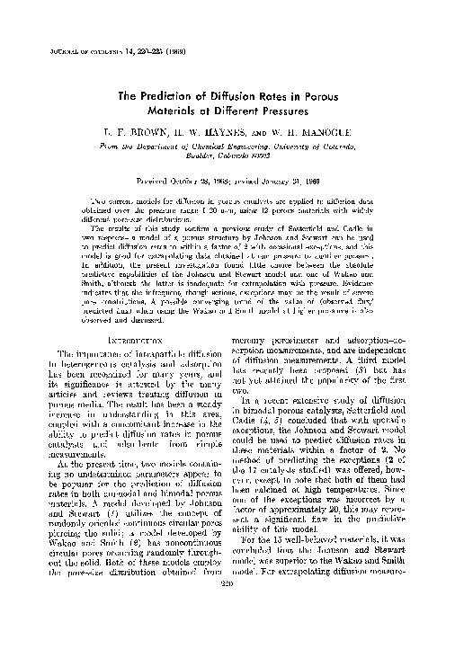(PDF) The prediction of diffusion rates in porous materials at ...