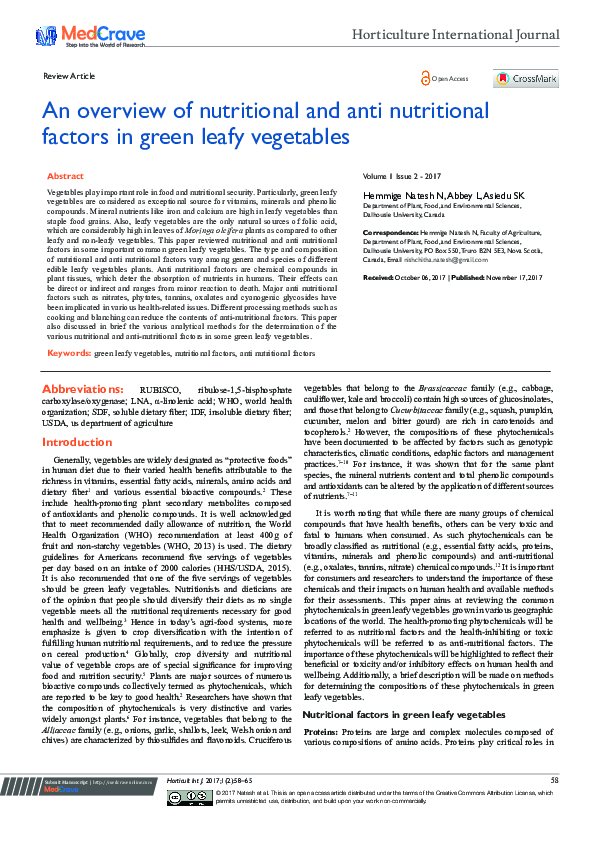 (PDF) An overview of nutritional and anti nutritional factors in green ...