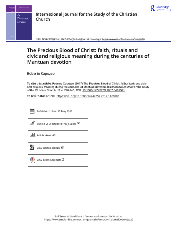 (PDF) The Precious Blood of Christ: faith, rituals and civic and ...