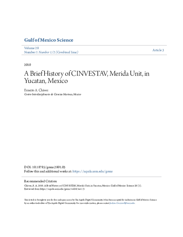 (PDF) A Brief History of CINVESTAV, Merida Unit, in Yucatan, Mexico