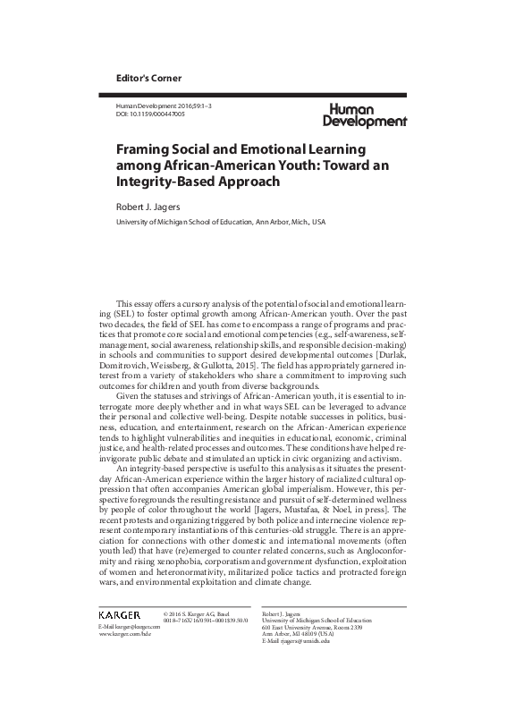 (PDF) Framing Social and Emotional Learning among African-American ...