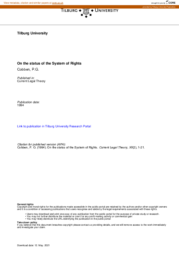 (PDF) On the status of the System of Rights