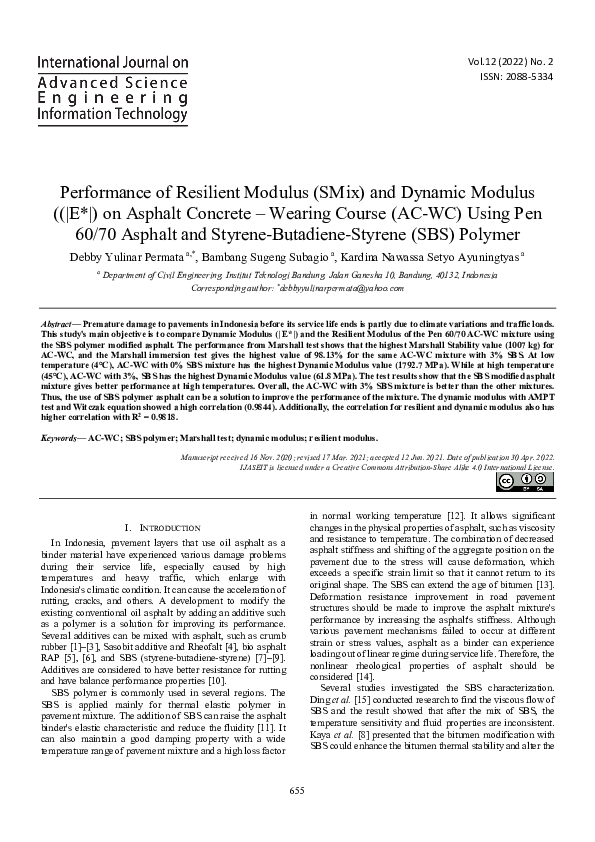 (PDF) Performance of Resilient Modulus (SMix) and Dynamic Modulus ((|E ...