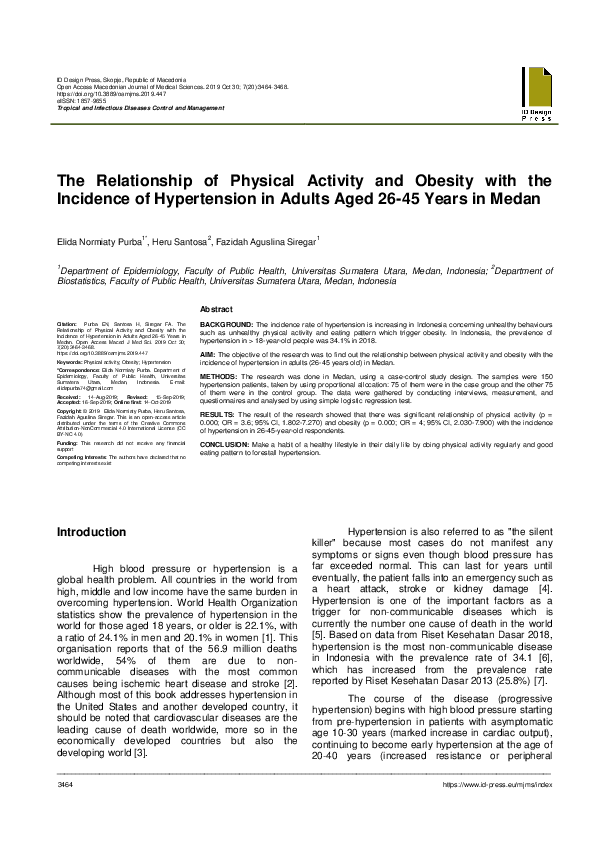 (PDF) The Relationship of Physical Activity and Obesity with the ...