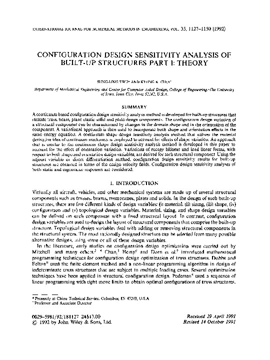 (PDF) Configuration design sensitivity analysis of built-up structures