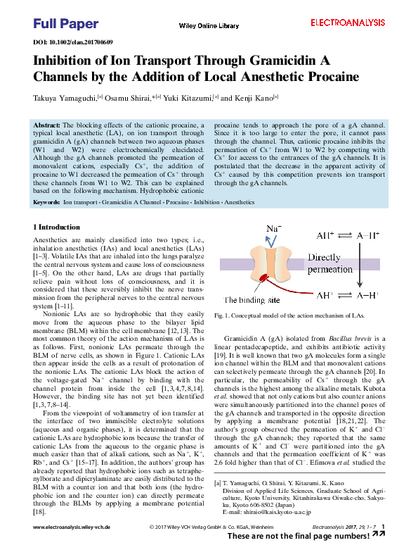 (PDF) Inhibition of Ion Transport through Gramicidin A Channels by the ...