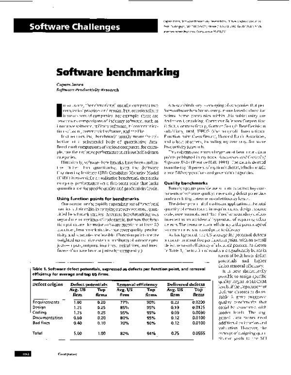 (PDF) Software benchmarking