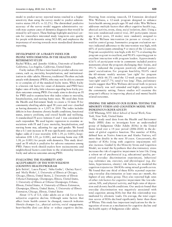 (PDF) Development of a Frailty Index for People with Dementia in the ...