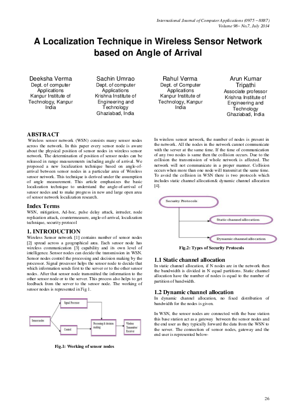 (PDF) A Localization Technique in Wireless Sensor Network based on ...