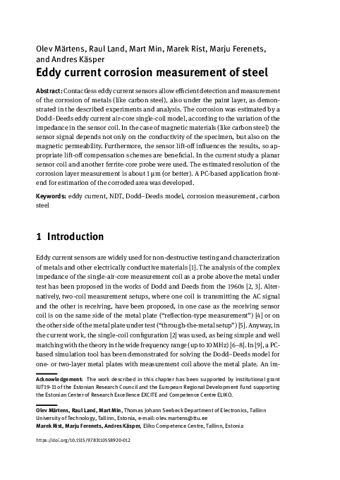 (PDF) Eddy current corrosion measurement of steel