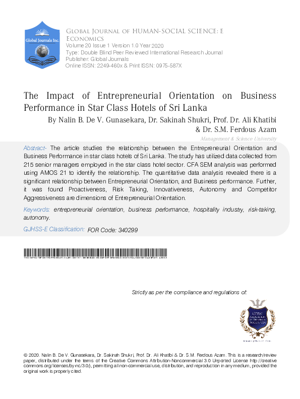 (PDF) The Impact of Entrepreneurial Orientation on Business Performance ...