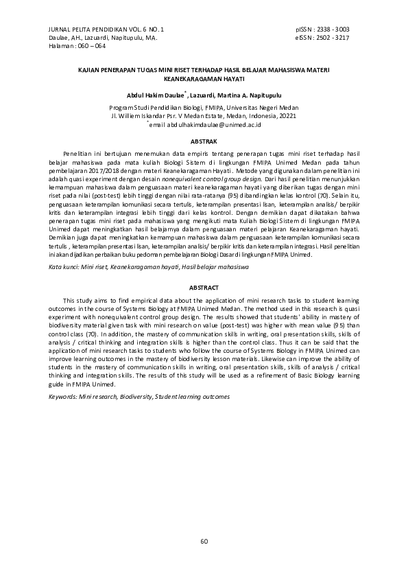 (PDF) Kajian Penerapan Tugas Mini Riset Terhadap Hasil Belajar ...