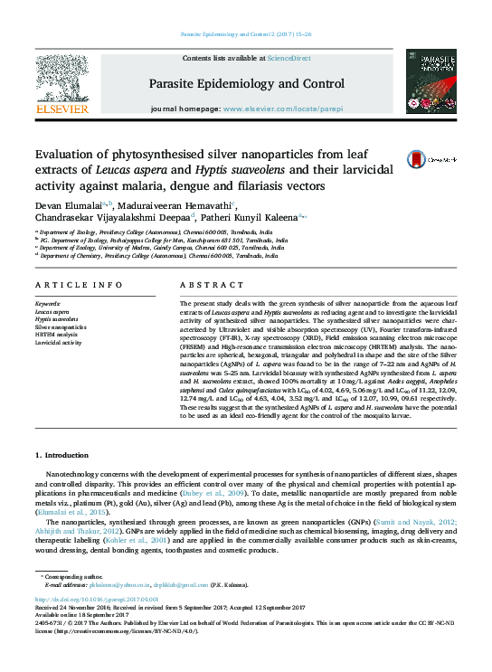 (PDF) Evaluation of phytosynthesised silver nanoparticles from leaf ...