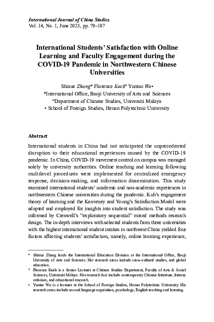 (PDF) International Students’ Satisfaction with Online Learning and ...