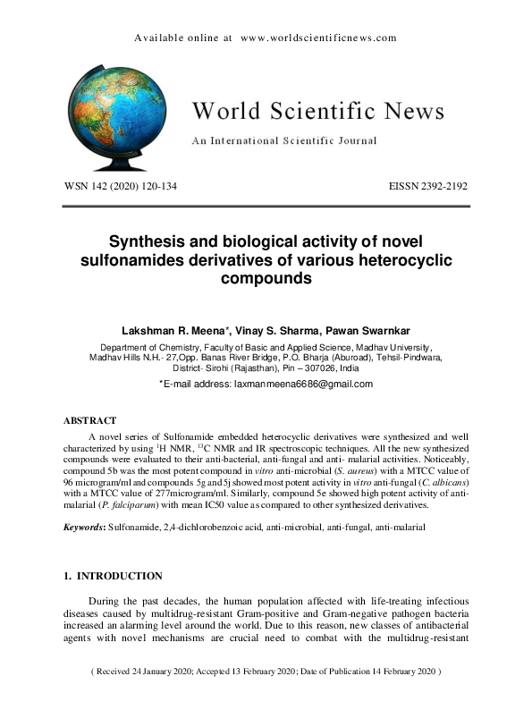 (PDF) Synthesis and biological activity of novel sulfonamides ...