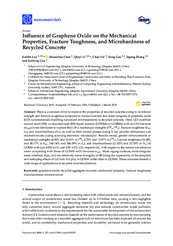 (PDF) Influence of Graphene Oxide on the Mechanical Properties ...