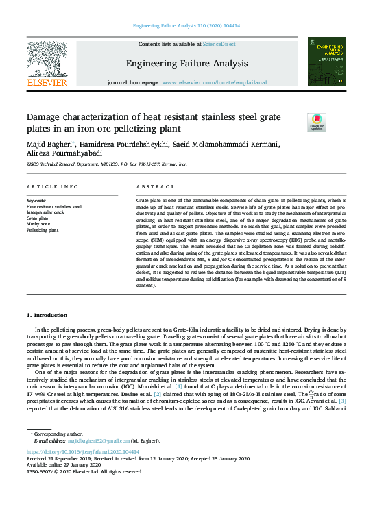 (PDF) Damage characterization of heat resistant stainless steel grate ...