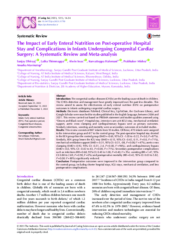 (PDF) The Impact of Early Enteral Nutrition on Post-operative Hospital ...