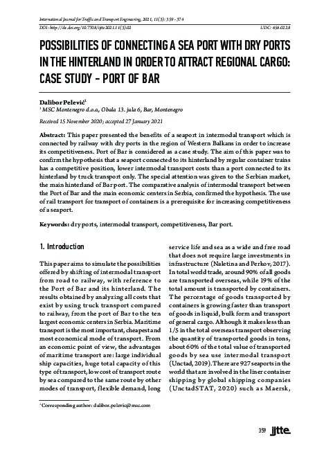 (PDF) Possibilities of Connecting a Sea Port with Dry Ports in the ...