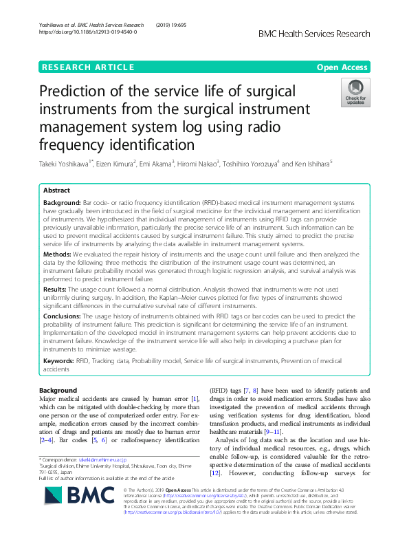 (PDF) Prediction of the service life of surgical instruments from the ...