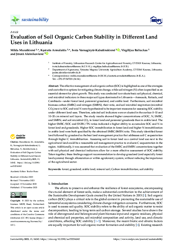 (PDF) Evaluation of Soil Organic Carbon Stability in Different Land ...