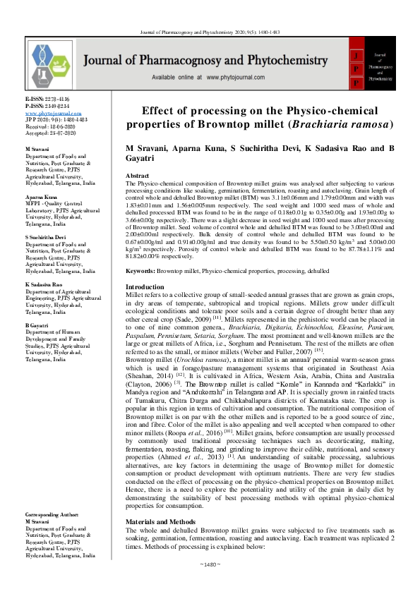 (PDF) Effect of processing on the Physico-chemical properties of ...
