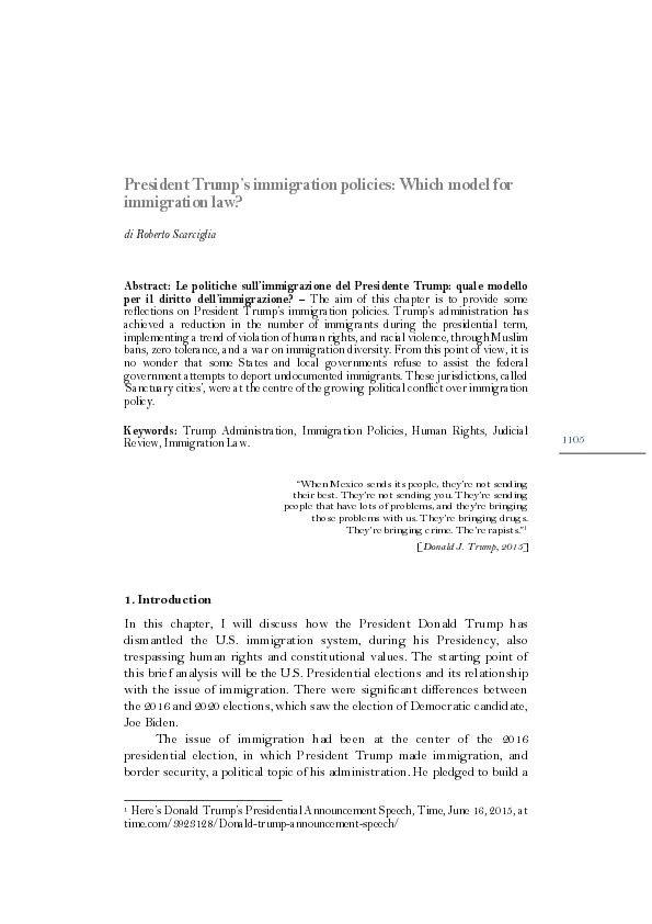 (PDF) President Trump’s immigration policies: Which model for ...