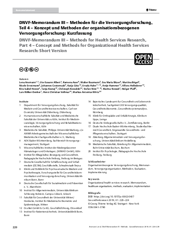 (PDF) DNVF-Memorandum III – Methoden für die Versorgungsforschung, Teil ...