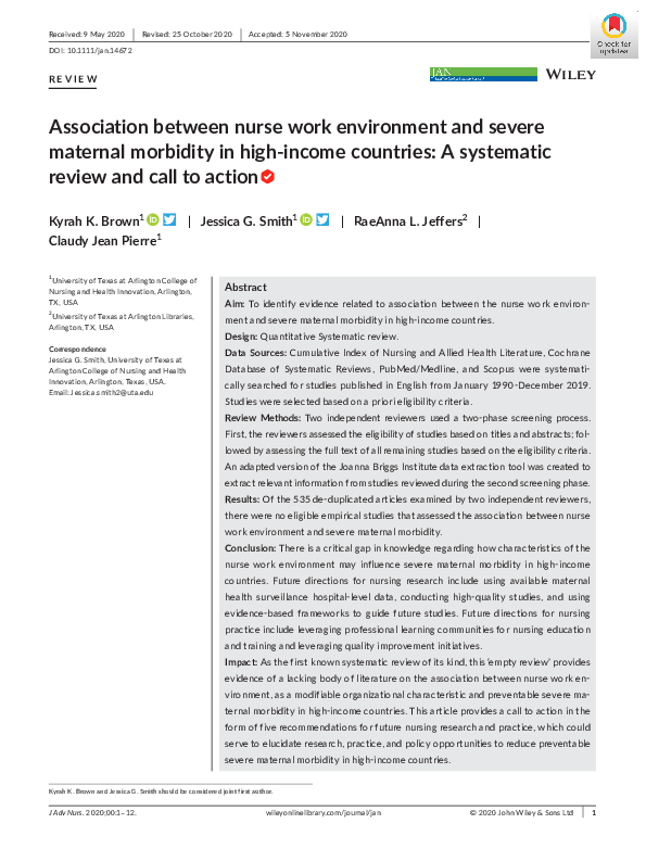 (PDF) Association between the nurse work environment and patient ...