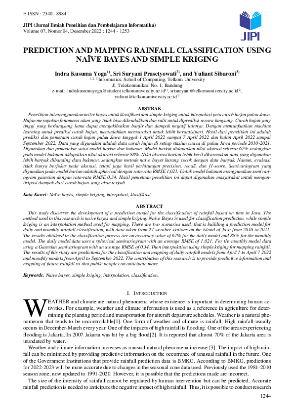 (PDF) Prediction and Mapping Rainfall Classification Using Naive Bayes ...
