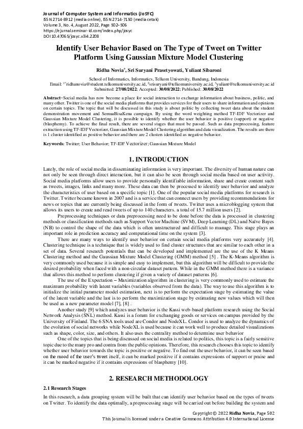 (PDF) Identify User Behavior Based on The Type of Tweet on Twitter ...