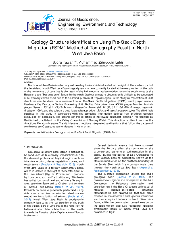 (PDF) Geology Structure Identification Using Pre-Stack Depth Migration ...