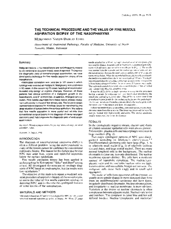 (PDF) The technical procedure and the value of fine needle aspiration ...