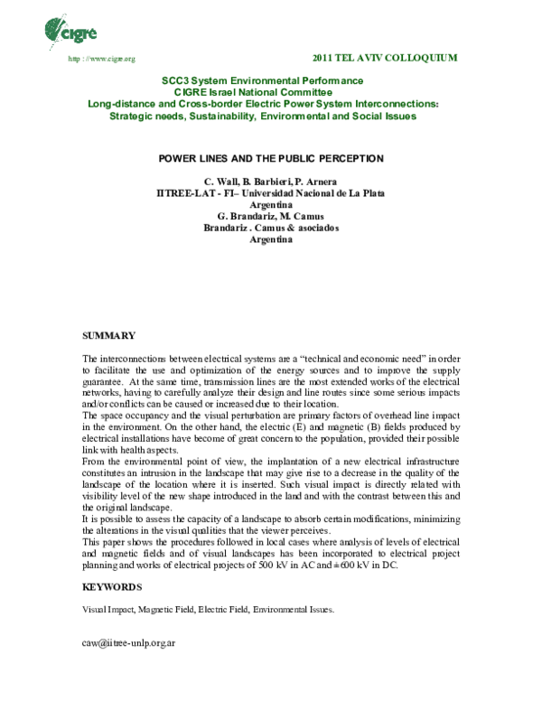 (PDF) caw@iitree-unlp.org.ar POWER LINES AND THE PUBLIC PERCEPTION C ...