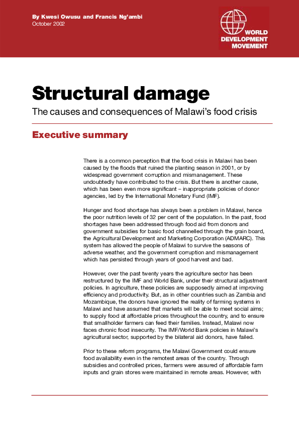 (PDF) Structural damage: the causes and consequences of Malawi’s food ...
