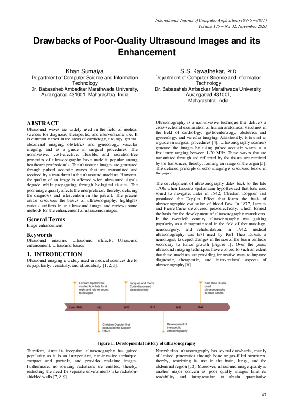 (PDF) Drawbacks of Poor-Quality Ultrasound Images and its Enhancement