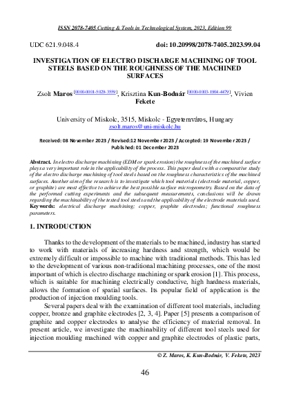 (PDF) Investigation of Electro Discharge Machining of Tool Steels Based ...