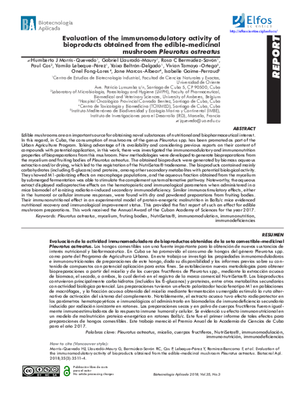 (PDF) Evaluation of the immunomodulatory activity of bioproducts ...