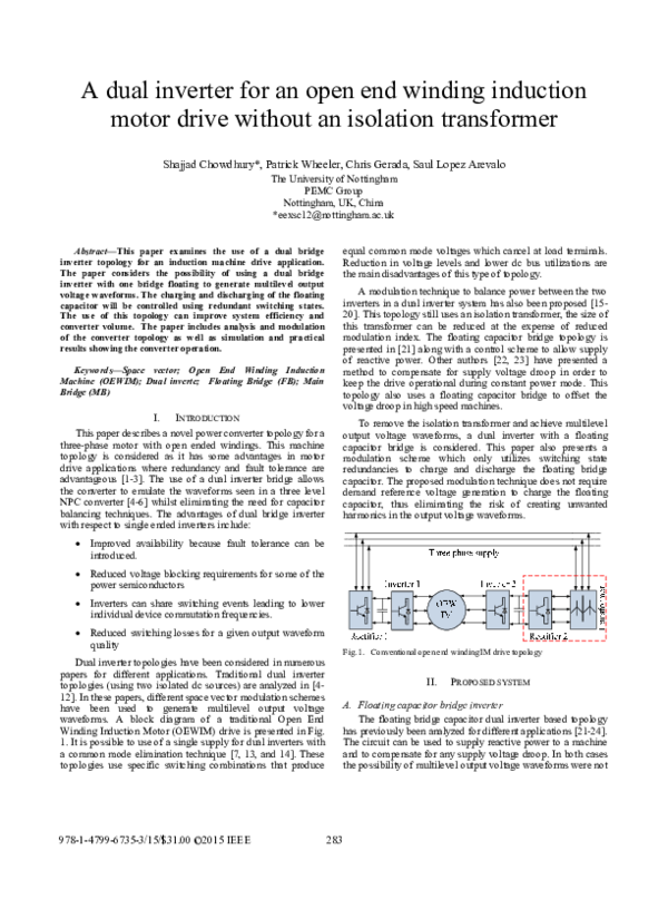 (PDF) A dual inverter for an open end winding induction motor drive ...