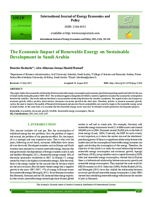 (PDF) Economic Impact of Renewable Energy on Sustainable Development in ...
