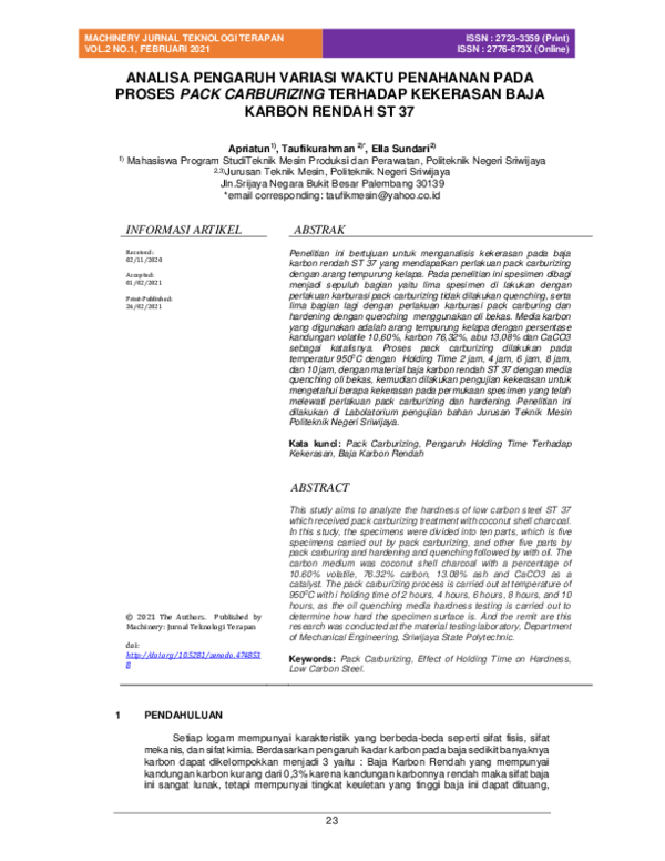 (PDF) Analisa Pengaruh Waktu Penahanan Pada Proses Pack Carburizing ...