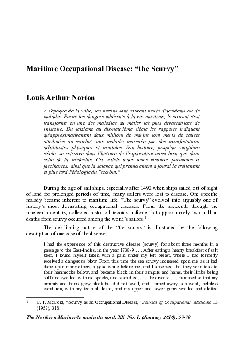 (PDF) Maritime Occupational Disease: “the Scurvy”