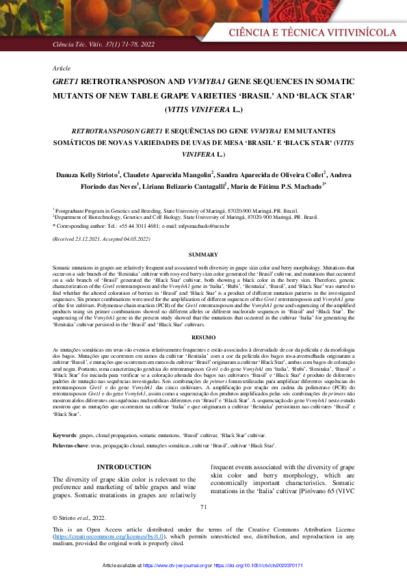 (PDF) Gret1 retrotransposon and VvmybA1 gene sequences in somatic ...