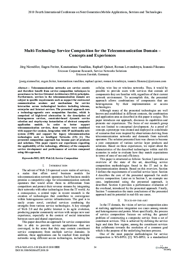 (PDF) Multi-Technology Service Composition for the Telecommunication ...