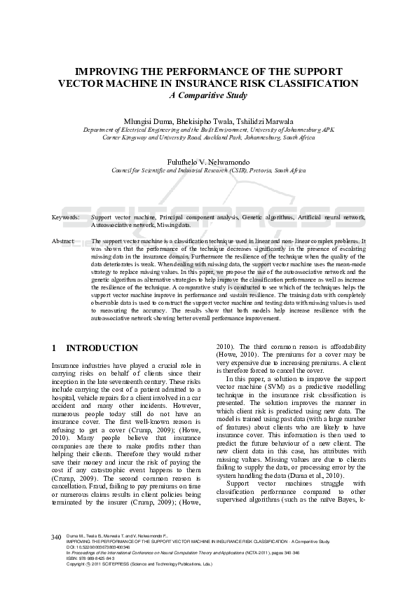 (PDF) IMPROVING THE PERFORMANCE OF THE SUPPORT VECTOR MACHINE IN ...