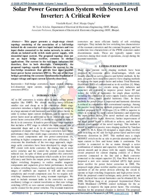 (PDF) Solar Power Generation System with Seven Level Inverter: A ...
