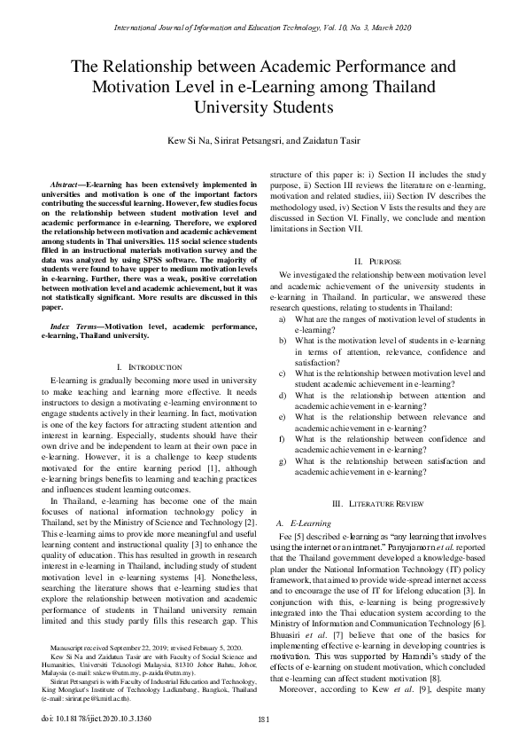 (PDF) The Relationship between Academic Performance and Motivation ...